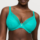 Primadonna Twist Palermo plunge bh halve mousse cups Sunny Teal