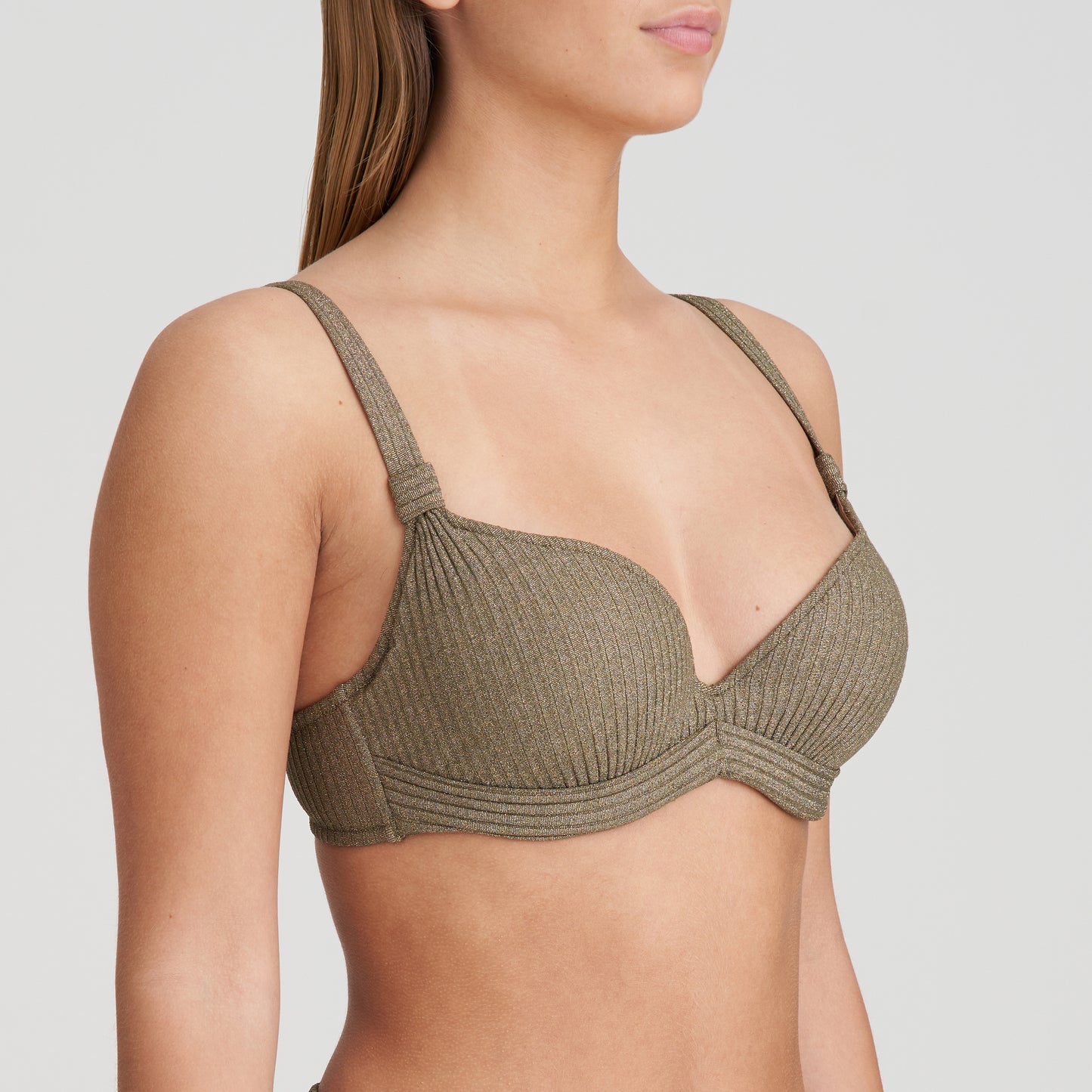 Marie Jo Swim Tinjis voorgevormde plunge bikinitop golden olive