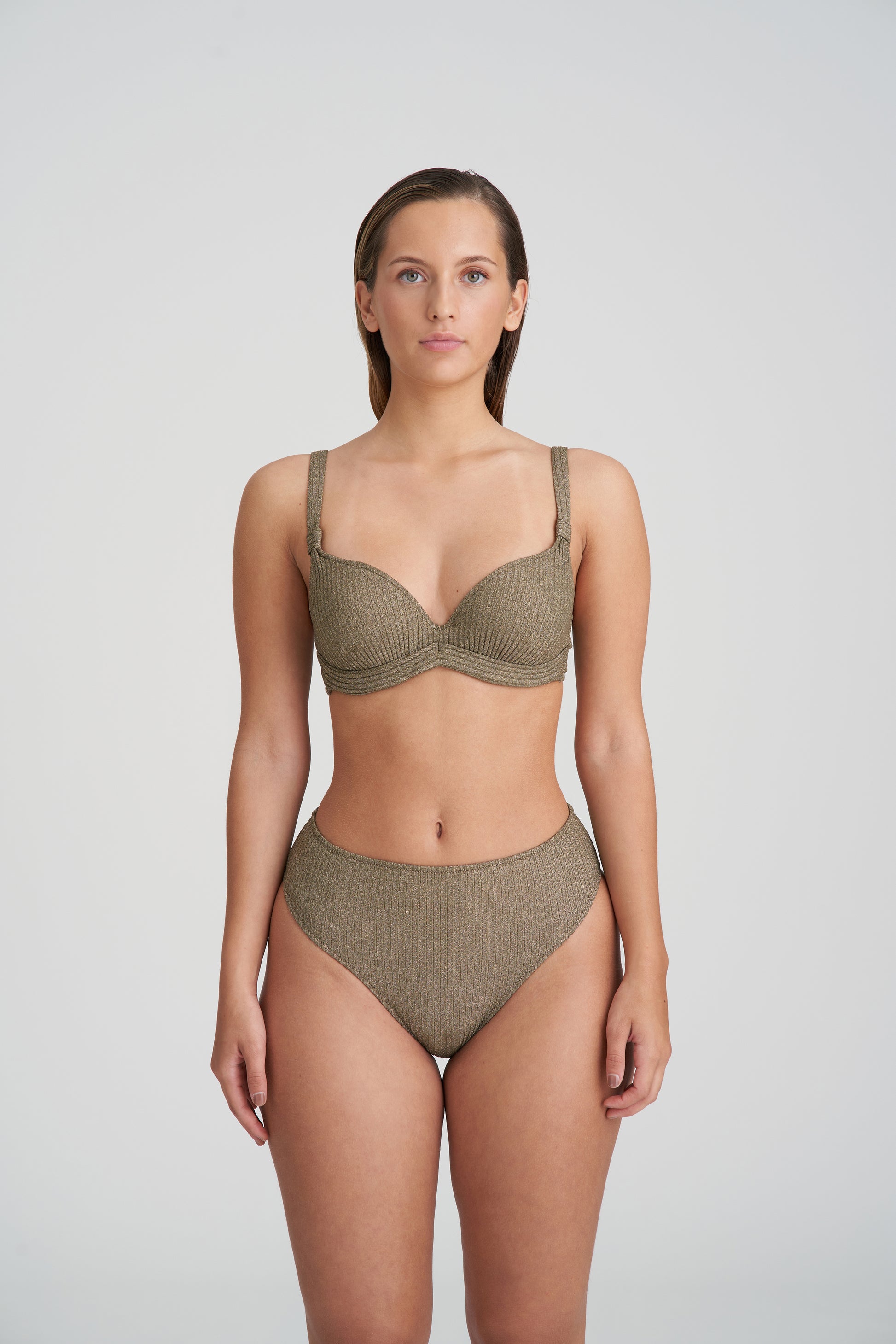 Marie Jo Swim Tinjis voorgevormde plunge bikinitop golden olive