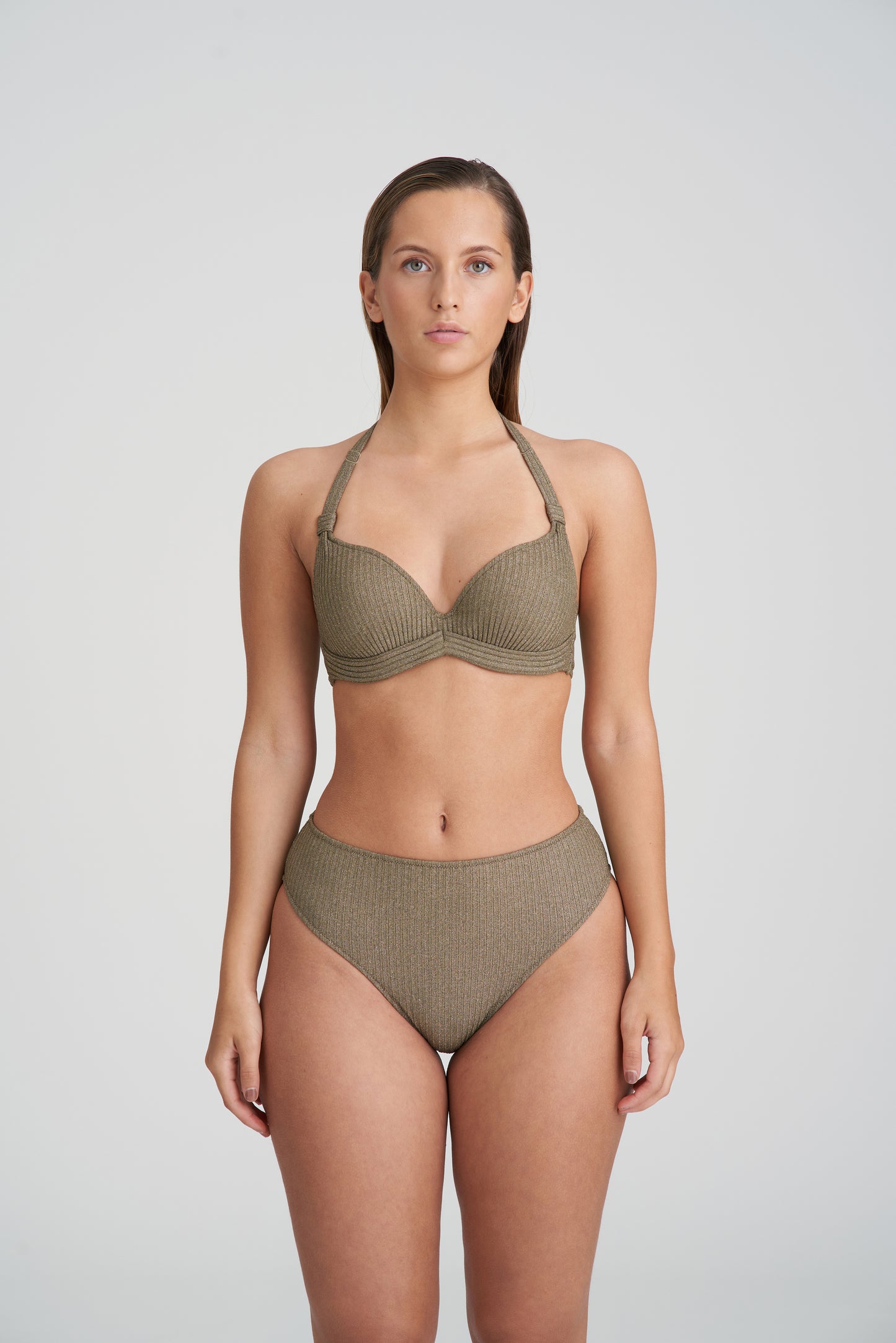 Marie Jo Swim Tinjis voorgevormde plunge bikinitop golden olive