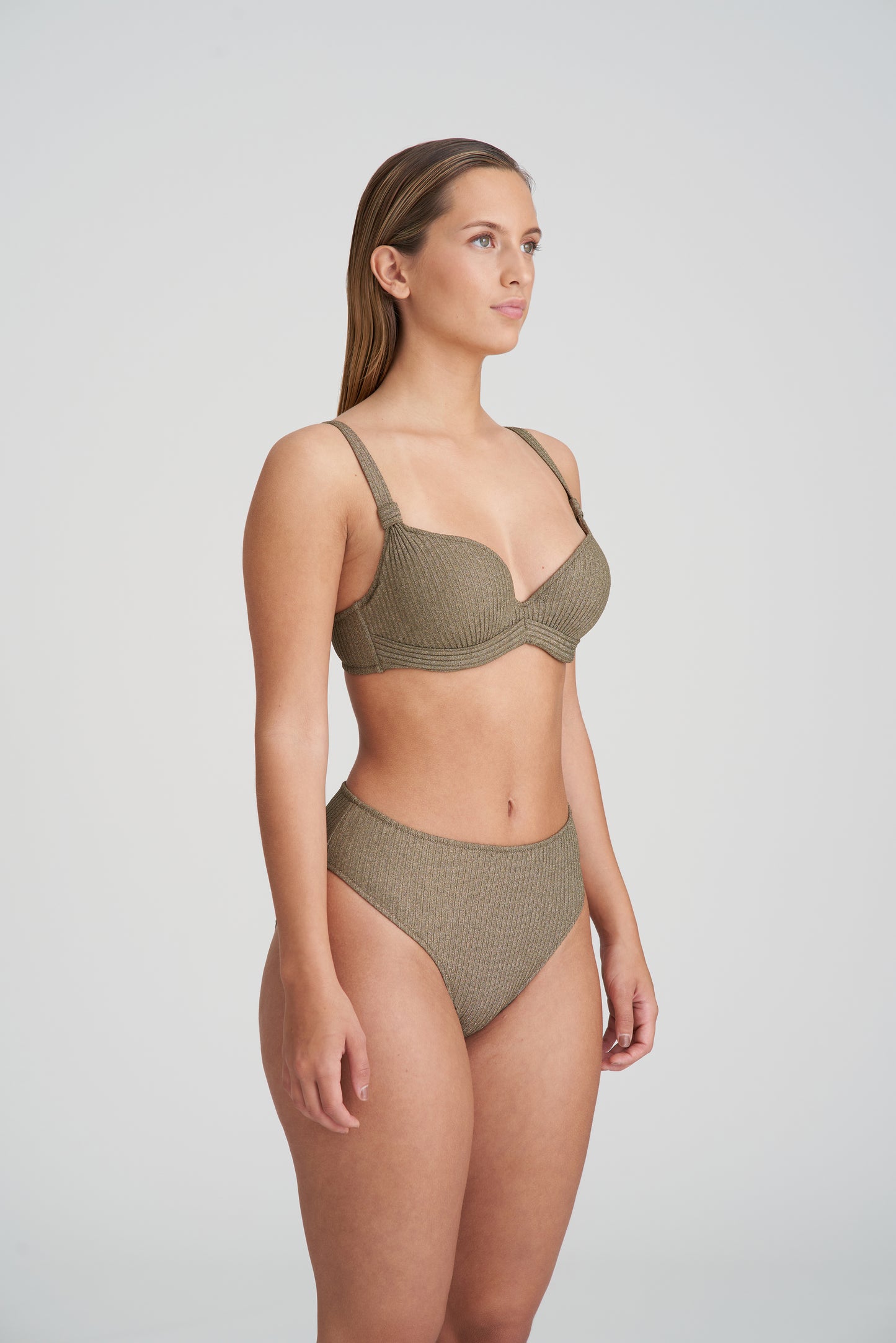 Marie Jo Swim Tinjis voorgevormde plunge bikinitop golden olive