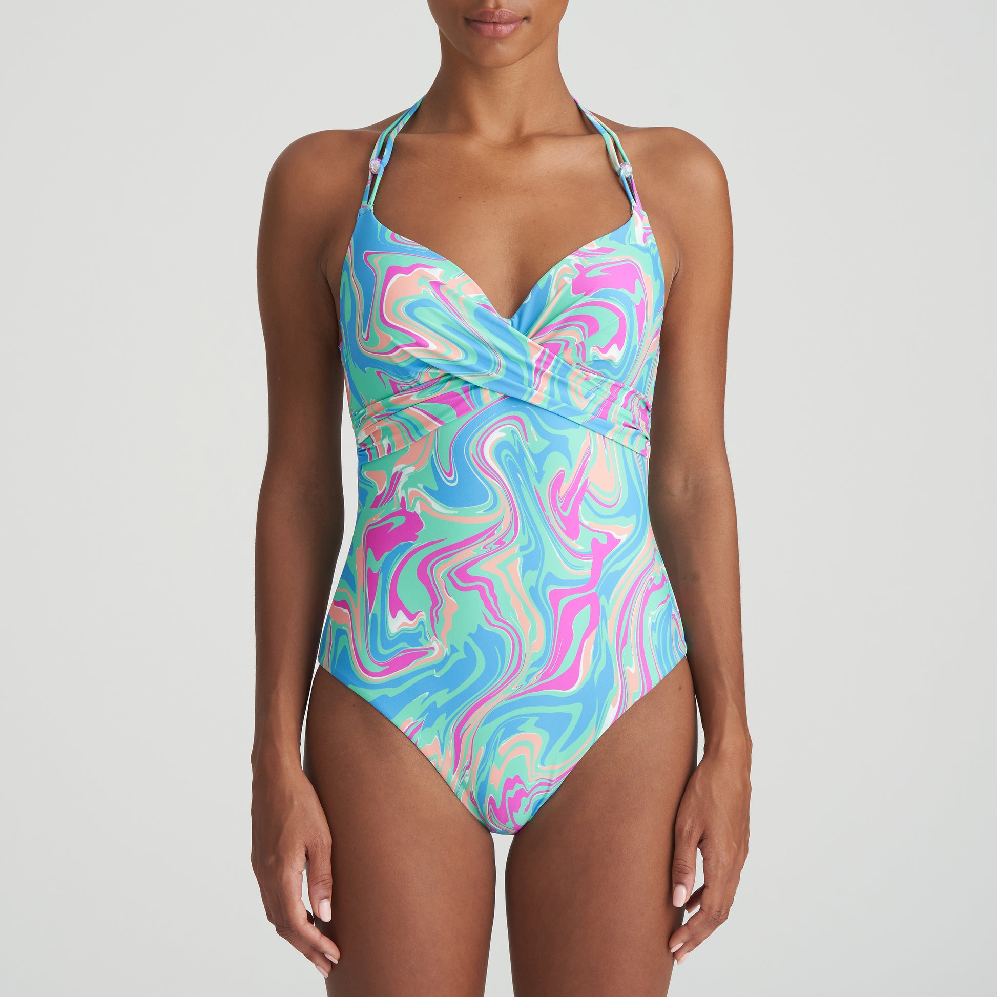 Marie Jo Swim Arubani voorgevormd plunge badpak Ocean Swirl