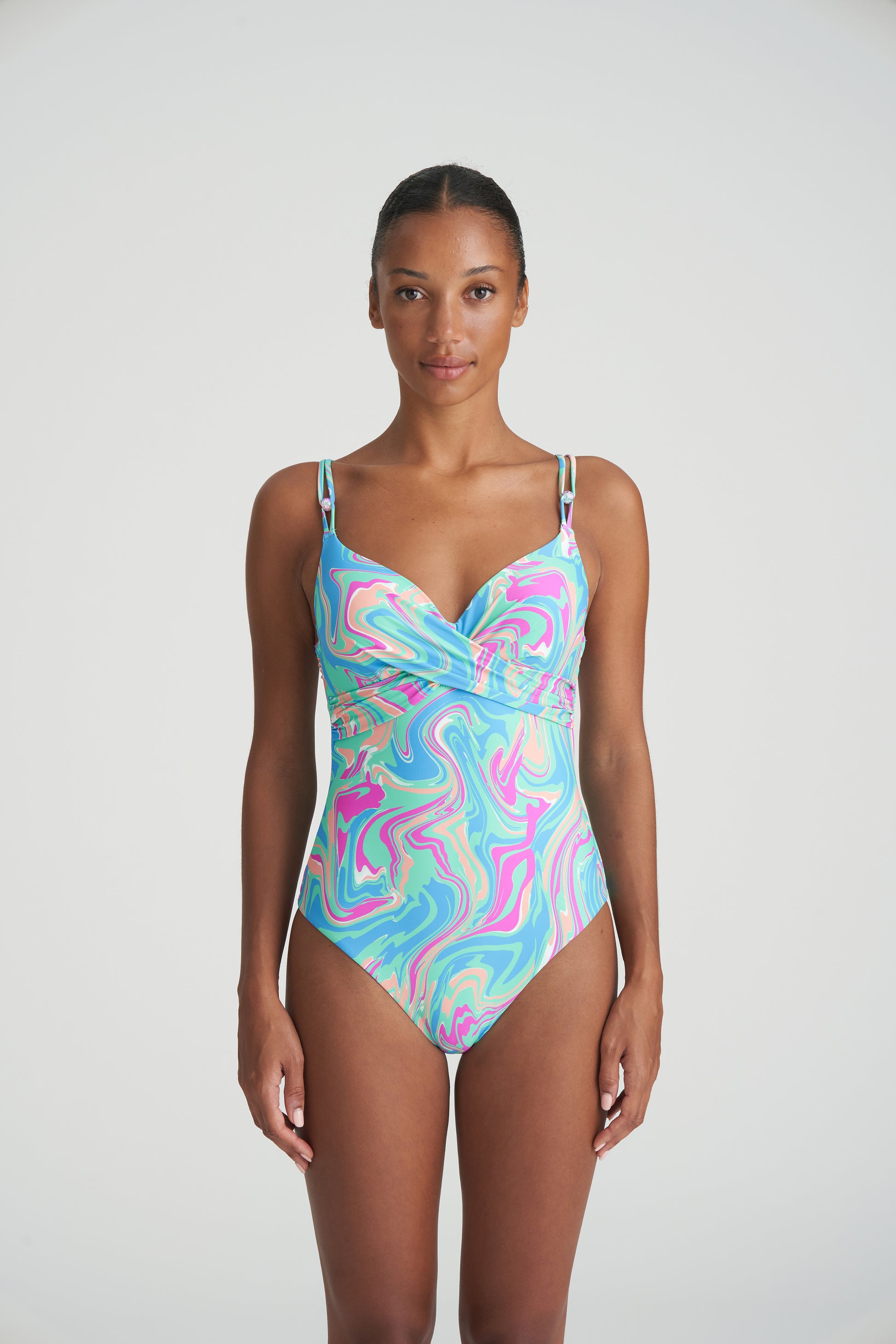 Marie Jo Swim Arubani voorgevormd plunge badpak Ocean Swirl