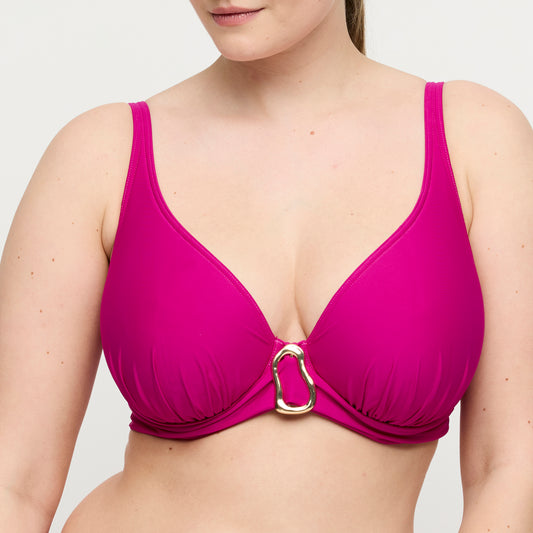 Primadonna Swim Uvita voorgevormde plunge bikinitop Deep Magenta