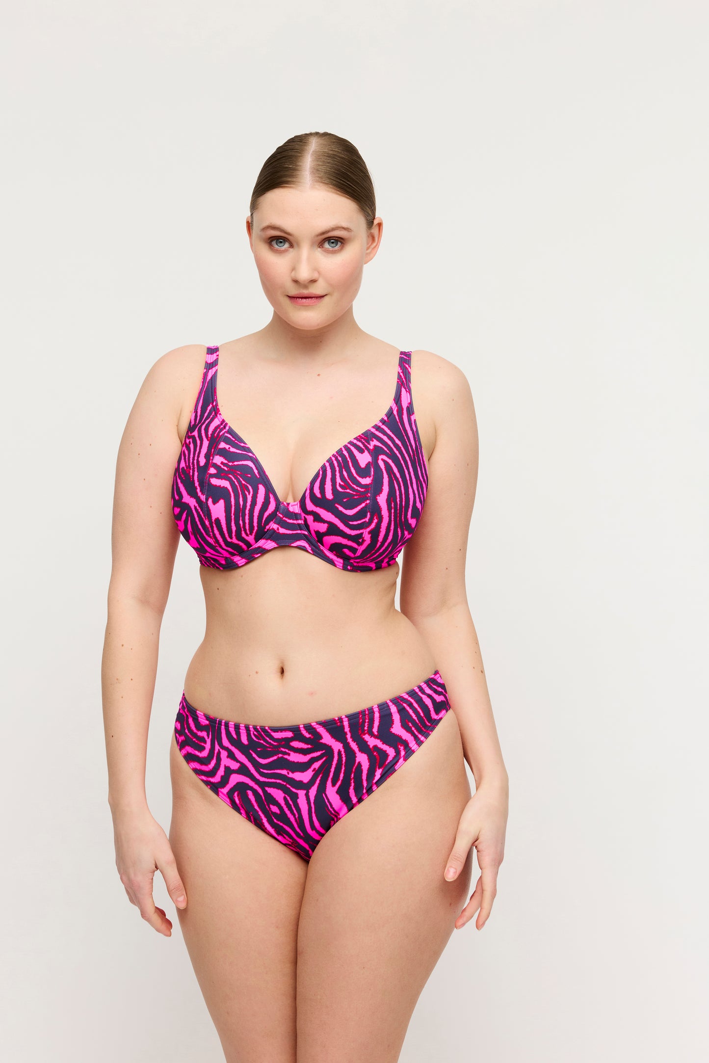 Primadonna Swim Malabo voorgevormde plunge bikinitop hot pink zebra