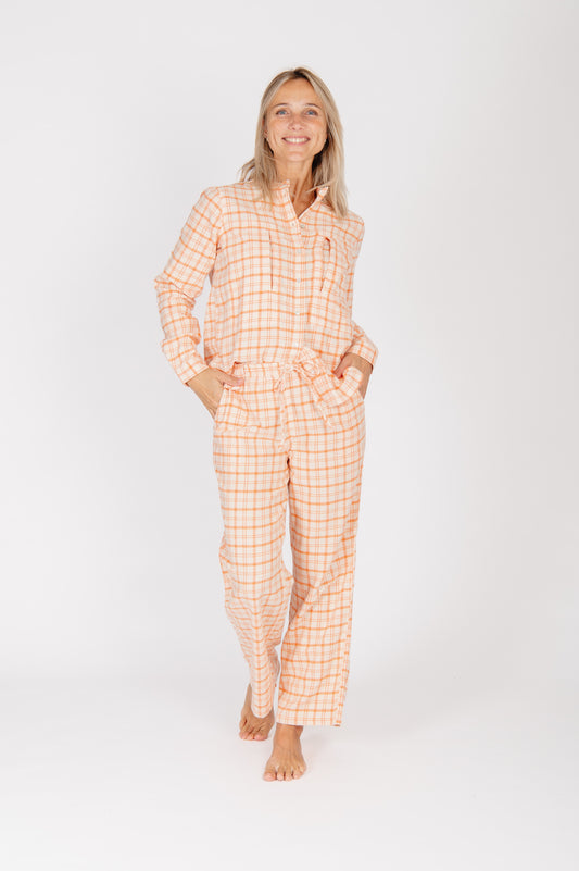 Dorélit Jasmijn+Alkes Pyjama Check Tangerine