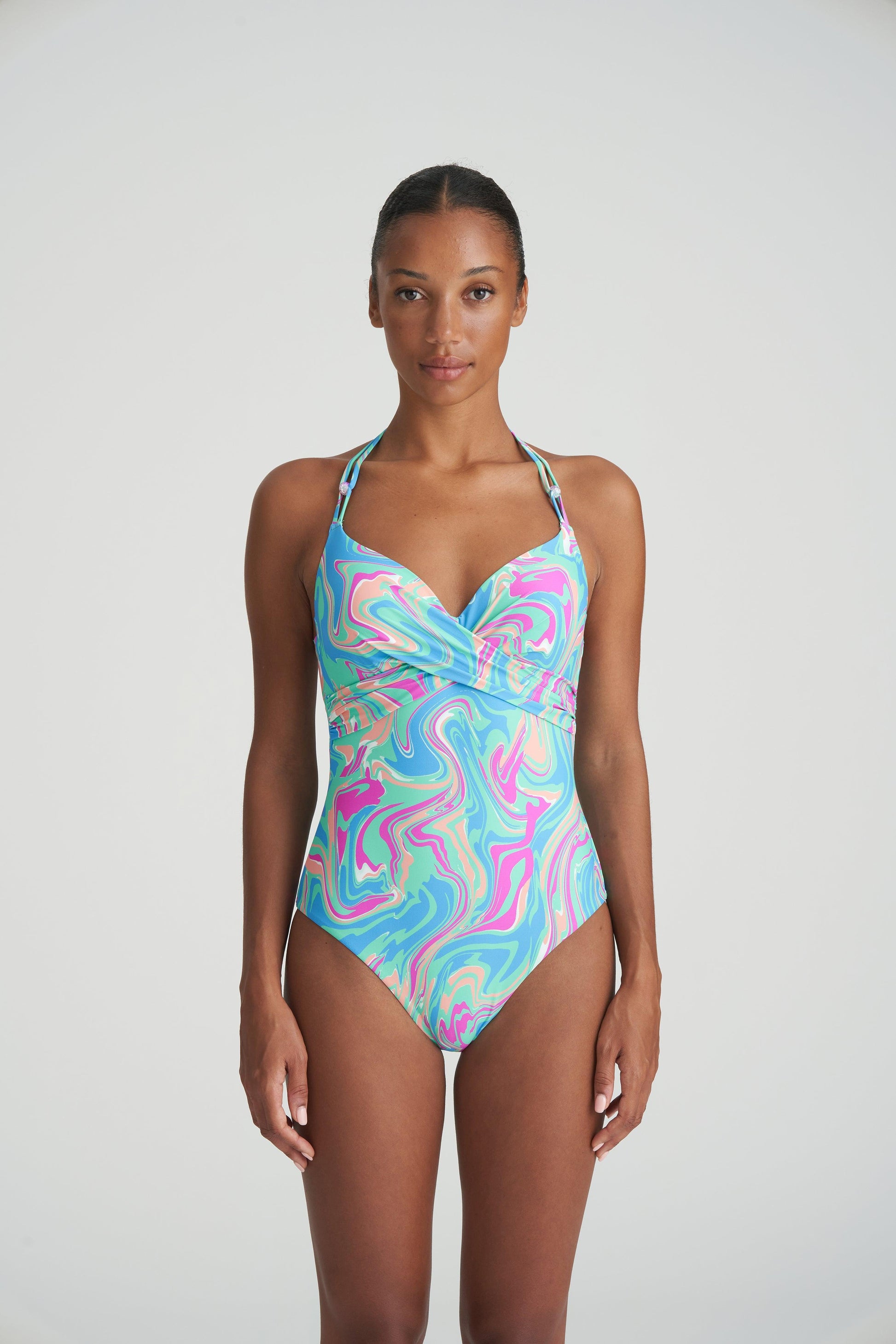 Marie Jo Swim Arubani voorgevormd plunge badpak Ocean Swirl - Lingerie Valentijn