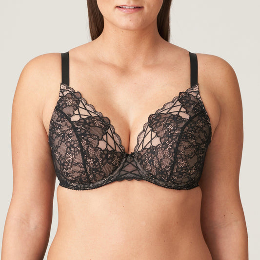 PrimaDonna Livonia plunge bh halve mousse cups zwart - Lingerie Valentijn